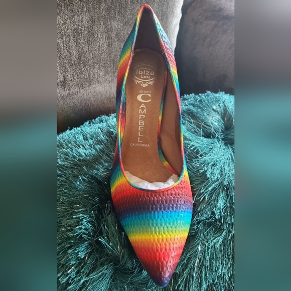 Jeffrey Campbell rainbow size 7 1/2 🌈 4 1/2  heels. - Picture 2 of 9